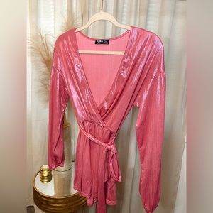 Long Sleeve Metallic Romper